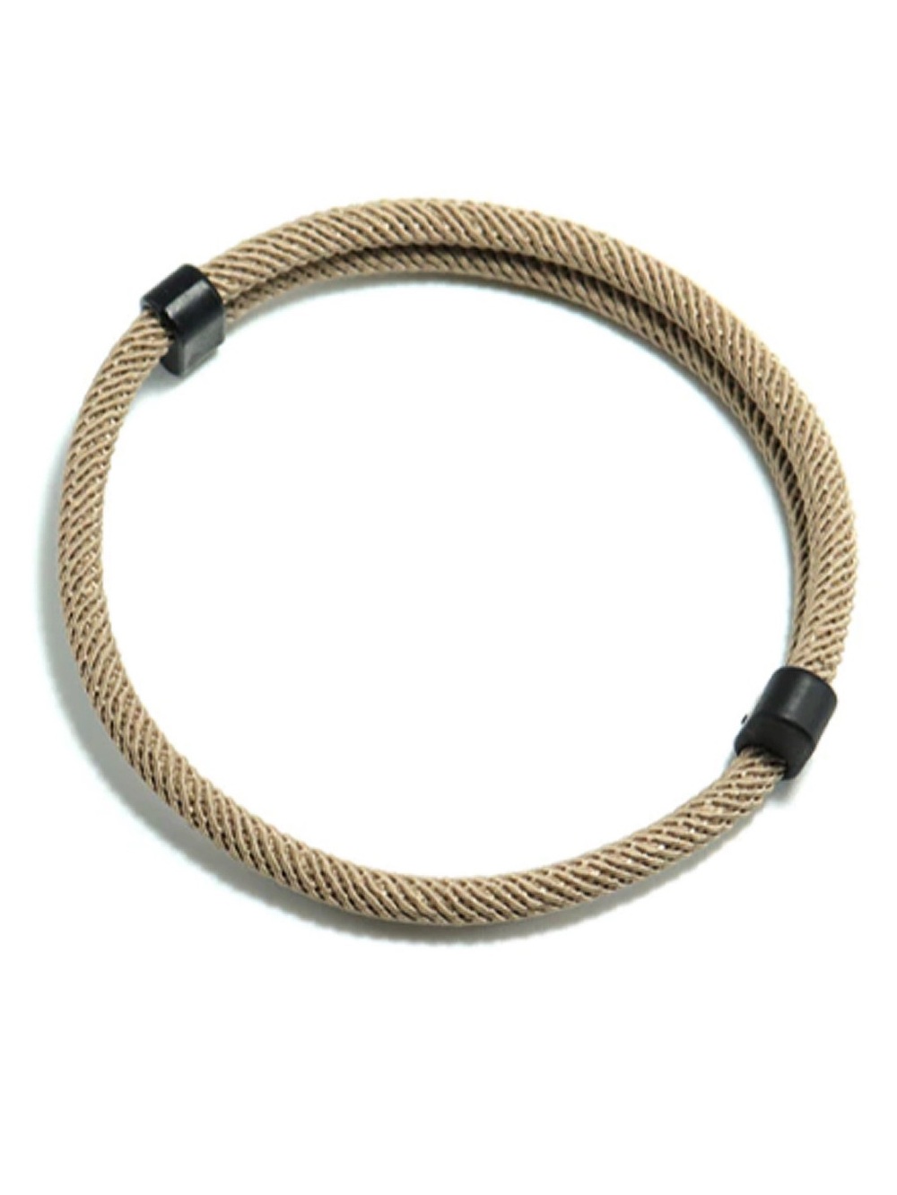 Men's Braided Rope Bracelet in Tan with Black Accents